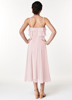 Azazie Ensley Junior Abito A-Line in Chiffon Plissettato Rosa Rossore image2