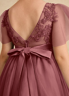Azazie Queenie Robe Demoiselle D'honneur Fillette Robe Trapèze en Dentelle Améthyste image6