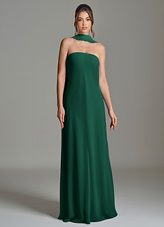Azazie Ilana Bridesmaid Dresses Emerald A-Line Strapless Chiffon Dress image4