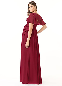 Azazie Verna Abiti da damigella d'onore premaman Abito A-Line Increspato con Scollo a V Chiffon Floor-Length image4