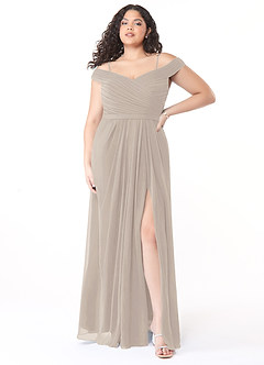 Azazie Audrianna Bridesmaid Dresses Frost A-Line Off-The-Shoulder Gathered Chiffon Convertible Dress image7