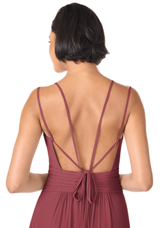 Azazie Farren Bridesmaid Dresses Merlot A-Line Pleated Chiffon Convertible Dress image8