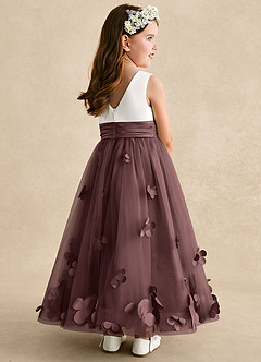 Azazie Vi Blumenmädchenkleider A-Linie ärmellos Tüll Kleid Espresso image4