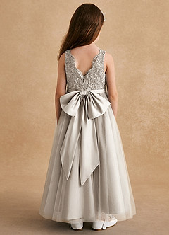 Azazie Cinna Flower Girl Dresses Frost A-Line Lace Tulle Dress image2