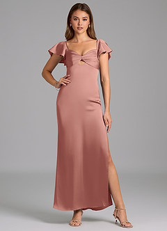 Azazie Demia Bridesmaid Dresses Rosette Sheath Sweetheart Neckline Stretch Satin Dress image5