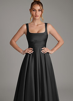 Azazie Azaria Kleider zum Anprobieren zu Hause A-Linie Korsett Stretch-Satin Kleid Schwarz image6