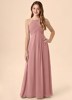 Azazie Ginny Junior Jurk van Chiffon met A-Lijn Geplooid Stoffige Roos image1