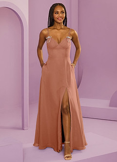 Barbie ♥ Azazie Robes de demoiselle d'honneur Robe Trapèze en Mousseline de soie avec poches Mai Tai image1