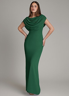Azazie Hadley Robes de demoiselle d'honneur Robe Sirène en Mousseline de soie Plissée Vert Foncé image10