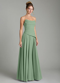 Azazie Gabriela Bridesmaid Dresses Matcha A-Line Corset Chiffon Dress image5