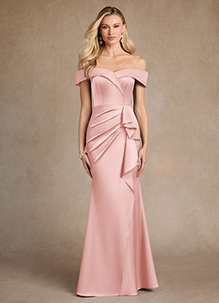 Azazie Laredo vestidos de madre de la novia Vestido de Rosa Empolvado de Satén Elástico de Corte Sirena con Vestidos sin tirantes image1