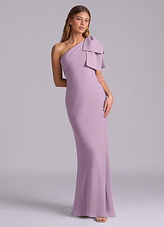Azazie Yuanna Bridesmaid Dresses Wisteria Mermaid One Shoulder Chiffon Dress image3