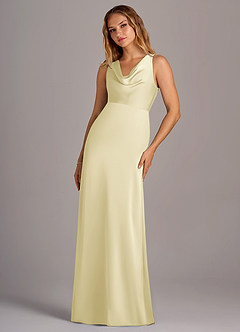 Azazie Wrenlee Bridesmaid Dresses Lemon Sorbet A-Line Stretch Satin Dress image5