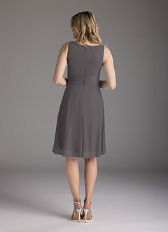 Azazie Sunny Mother of the Bride Dresses Steel Grey A-Line Pleated Mesh Dress image6