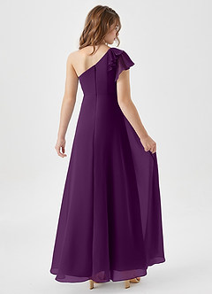 Azazie Arabella Junior Grape A-Line Ruched Chiffon Dress image2