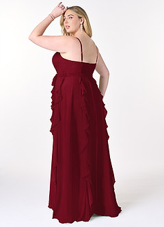 Azazie Peyton Bridesmaid Dresses Burgundy A-Line Ruched Chiffon Dress image10
