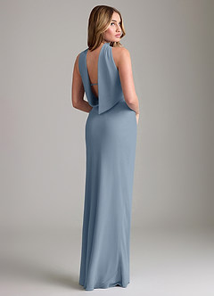 Azazie Lusinda Bridesmaid Dresses Dusty Blue Mermaid Off the Shoulder Chiffon Convertible Dress image6