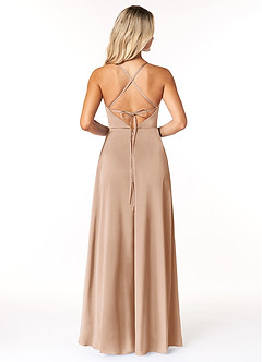 Azazie Madaleine Final Sale English Rose A-Line Pleated Stretch Satin Dress image2