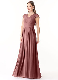 Azazie Organa Bridesmaid Dresses Desert Rose A-Line Pleated Chiffon Dress image3