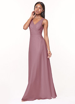 Azazie Nala Bridesmaid Dresses Vintage Mauve A-Line Pleated Chiffon Dress image3