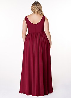 Azazie Keyla Bridesmaid Dresses Burgundy A-Line V-Neck Pleated Chiffon Dress image7