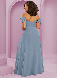 Barbie ♥ Azazie Vestidos de damas de honor Vestido de Azul Polvoriento de Gasa de Corte en A Convertible con Vestidos sin tirantes image8