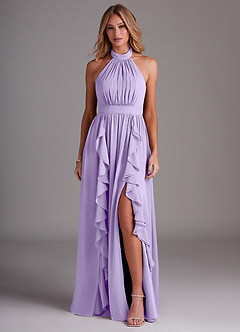 Azazie Avary Bridesmaid Dresses Lilac A-Line Pleated Chiffon Dress image1