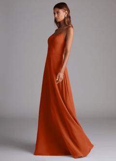Azazie Marley Brautjungfernkleider Wandelbar A-Linie Schulterfrei Chiffon Kleid Gebranntes Orange image6