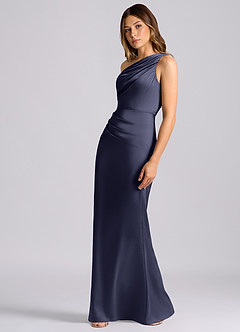 Azazie Akilah Brudtärnklänningar Klänning av Sjöjungfru i Stretch Satin One-shoulder Stormig image5