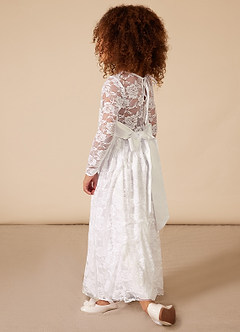 Azazie Agatha Flower Girl Dresses A-Line Lace Floor-Length Dress image5