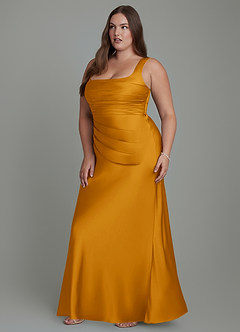 Azazie Agustina Bridesmaid Dresses Butterscotch Mermaid Corset Stretch Satin Dress image11