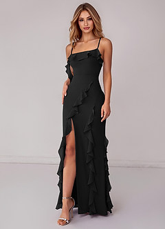 Azazie Malia Suknie dla druhen Osłona Marszczony Szyfon Do ziemi Sukienka image6