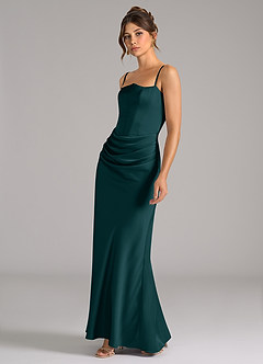 Azazie Debby Bridesmaid Dresses Pine Mermaid Strapless Stretch Satin Convertible Dress image6