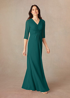 Azazie Yessica Mother of the Bride Dresses Peacock A-Line Sequins Chiffon Dress image2