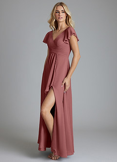 Azazie Omari Bridesmaid Dresses Amethyst A-Line Chiffon Dress image4