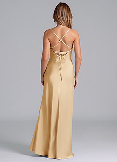 Azazie Seema Bridesmaid Dresses Gold Mermaid Corset Stretch Satin Dress image7