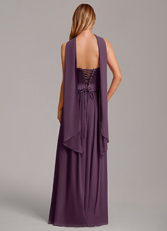 Azazie Cadence Bridesmaid Dresses Plum A-Line Corset Stretch Satin Convertible Dress image4