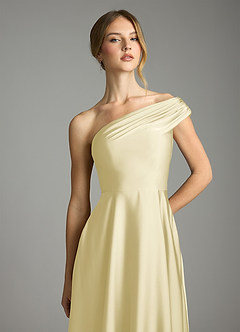 Azazie Melanie Suknie dla druhen Linia A Zza ramienia Satyna elastyczna Do ziemi Sukienka image6