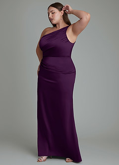 Azazie Akilah Brudtärnklänningar Klänning av Sjöjungfru i Stretch Satin One-shoulder Druva image12