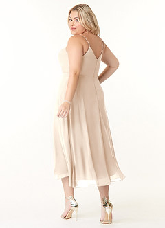 Azazie Clarissa Bridesmaid Dresses White Alabaster A-Line V-Neck Chiffon Dress image10