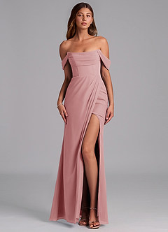 Azazie Johana Abiti da Damigella Abito Convertibile Sirena in Chiffon a Spalla Scoperta Rosa Polverosa image1