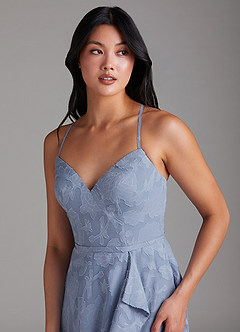 Azazie Naeem Bridesmaid Dresses Dusty Blue A-Line Floral Burnout Dress image6