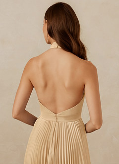 Christian Siriano Bridal for Azazie 1007 Bridesmaid Dresses Gold A-Line Pleated Stretch Satin Dress image7