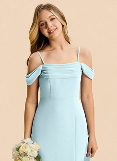 Azazie Lilly Junior Cloud Blue A-Line Pleated Chiffon Dress image6