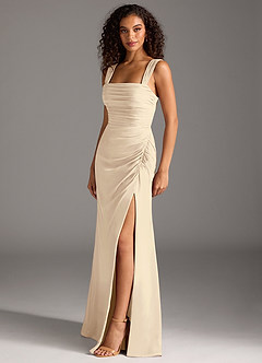 Azazie Jesaphine Bridesmaid Dresses Champagne Sheath Bow Chiffon Dress image3
