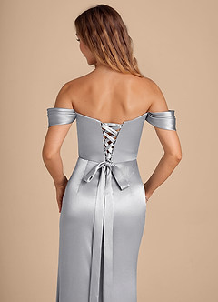 Azazie Shea Vestidos de damas de honor Vestido de Plata de Satén Metálico de Corte Sirena Convertible con Vestidos sin tirantes image2