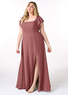 Azazie Bondi Bridesmaid Dresses Amethyst A-Line Ruffled Chiffon Dress image9