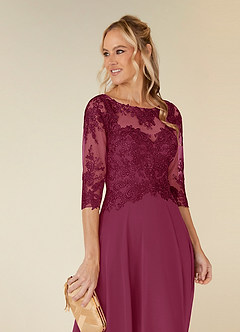 Azazie Monza Mother of the Bride Dresses Mulberry A-Line Lace Chiffon Dress image6