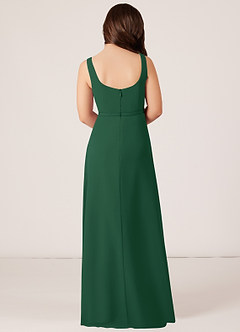 Azazie Renee Junior Dark Green A-Line Side Slit Chiffon Dress image2