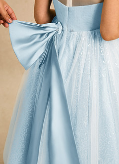 Azazie Addison Robe Demoiselle D'honneur Fillette Robe Princesse en Tulle Sequins Bleu Ciel image6